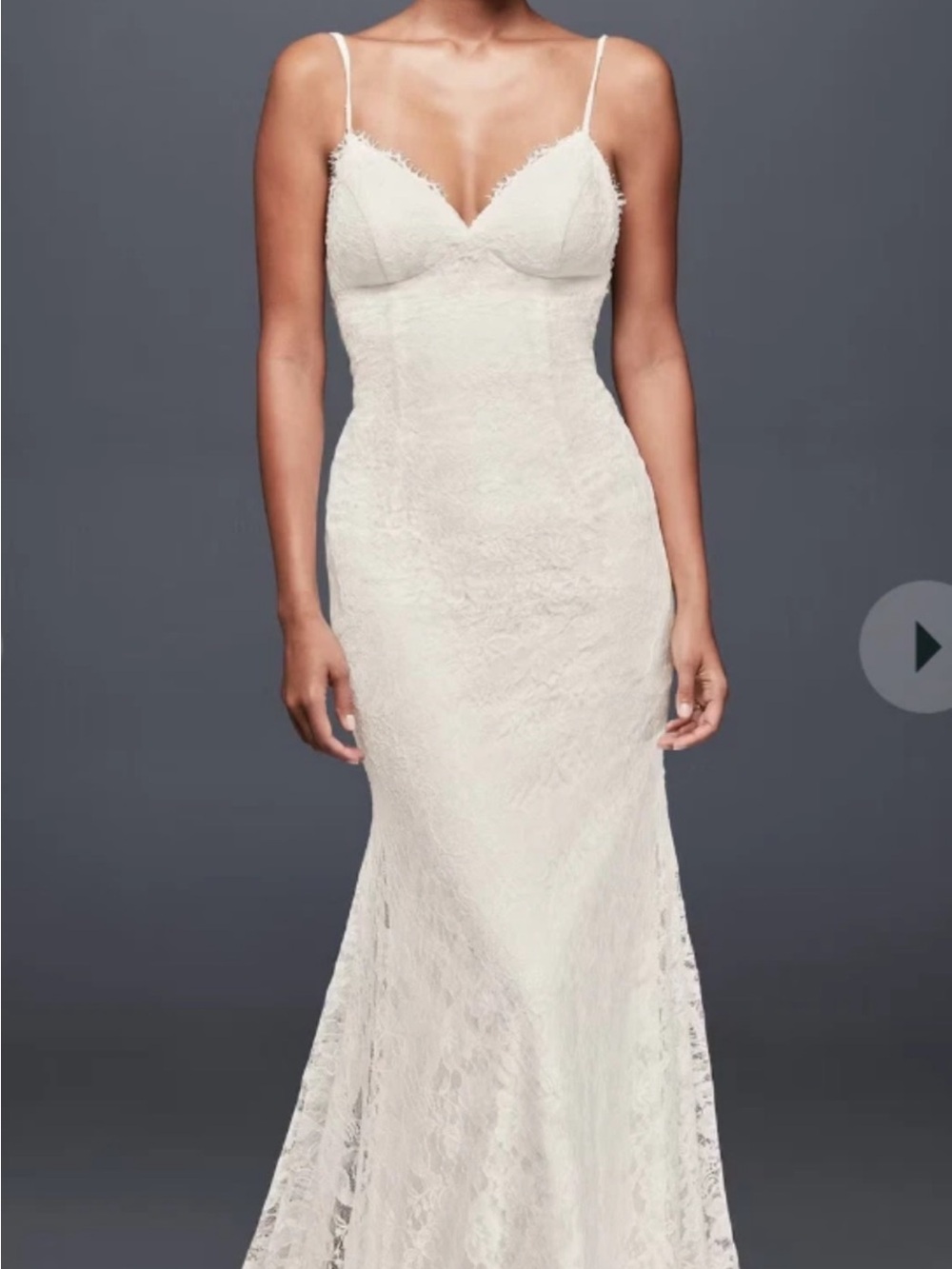 Elegant White Lace Spaghetti-Strap Wedding Dress - size 6